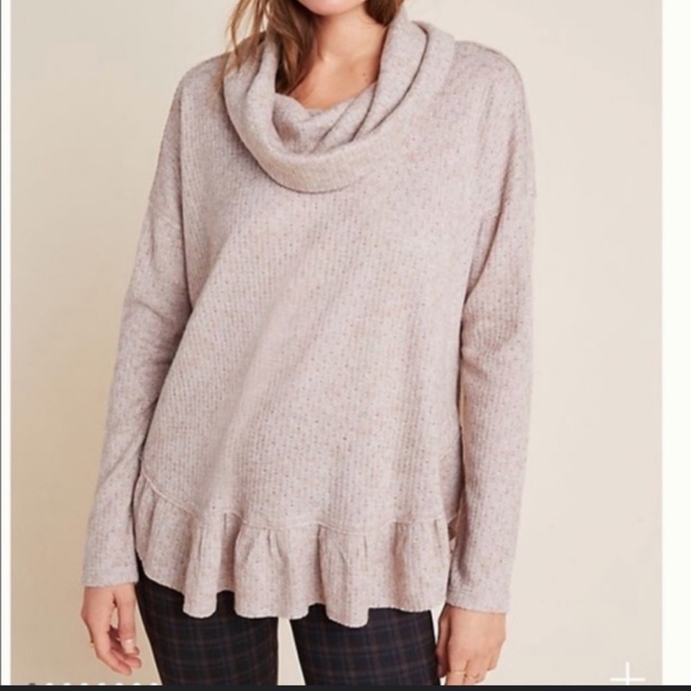 Maeve Anthropologie turtleneck. Boho dusty rose blush sweater Med